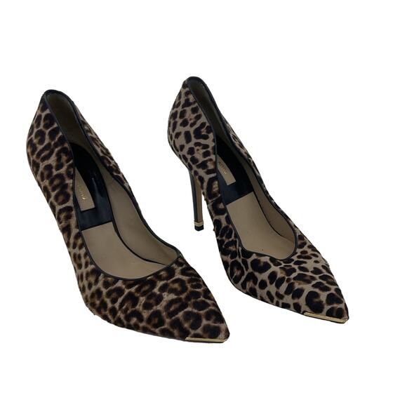 Michael Kors Brown Leather Leopard Print Calf Hair Pumps Women Size 7 Preowned - Picture 1 of 7